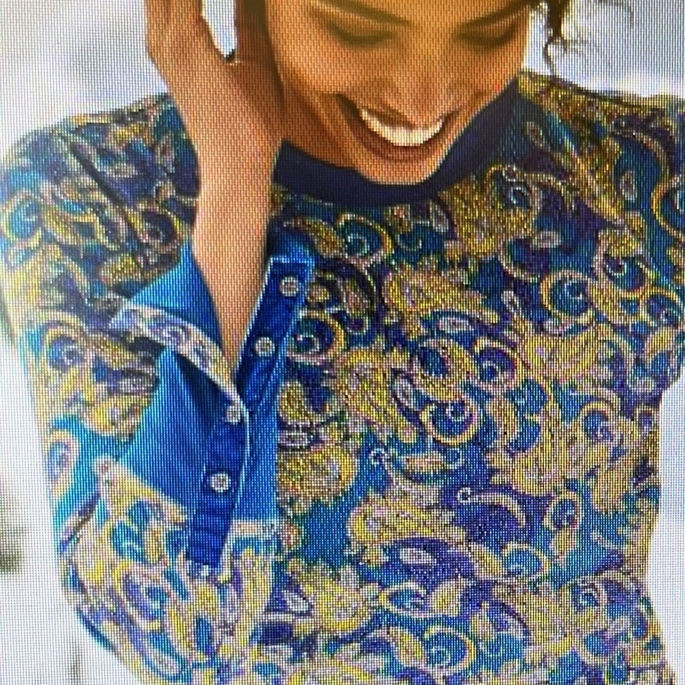 NWOT Blue and Yellow Sundance Paisley Long Sleeve - Picture 6 of 7